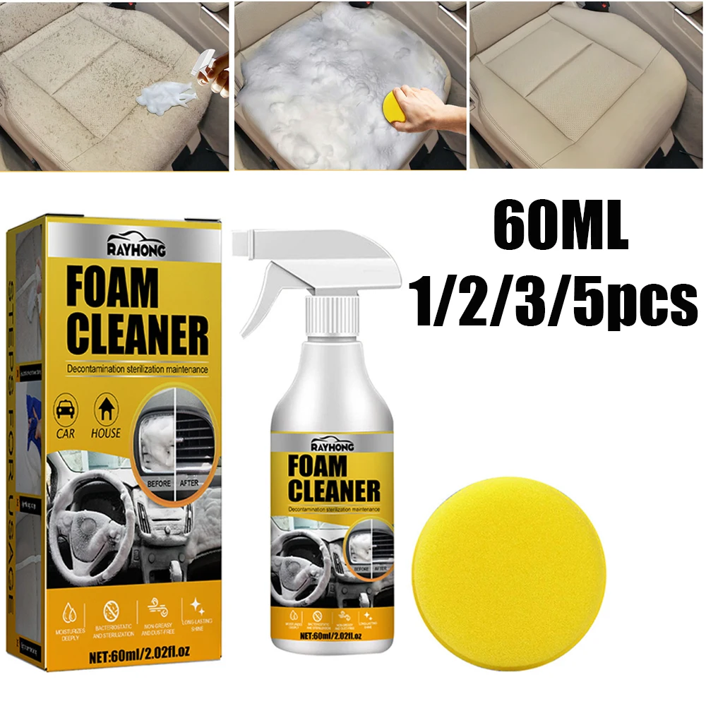 

1-5pcs 60ML Home Leather Seat Foam Cleaner Spray Clean Tool Car Interior Leather Seat Panel Decontamination Cleaning Foam Spray