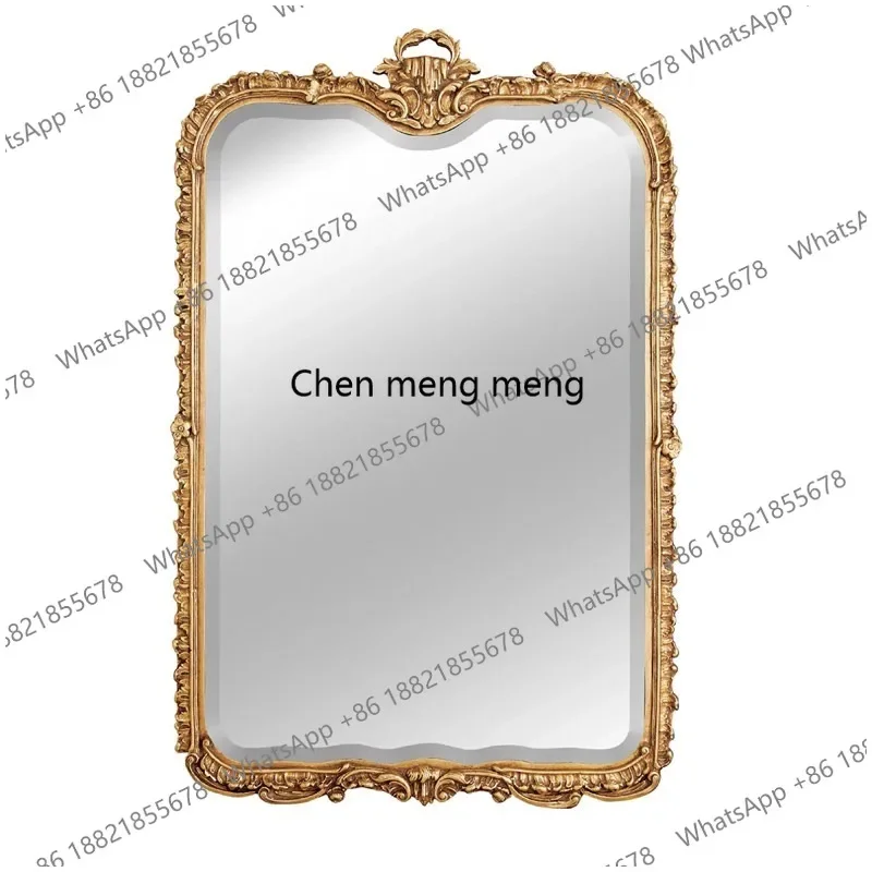 CC Customized carved makeup mirror square light luxury French vanity  bathroom mirror entrance decorative mirror