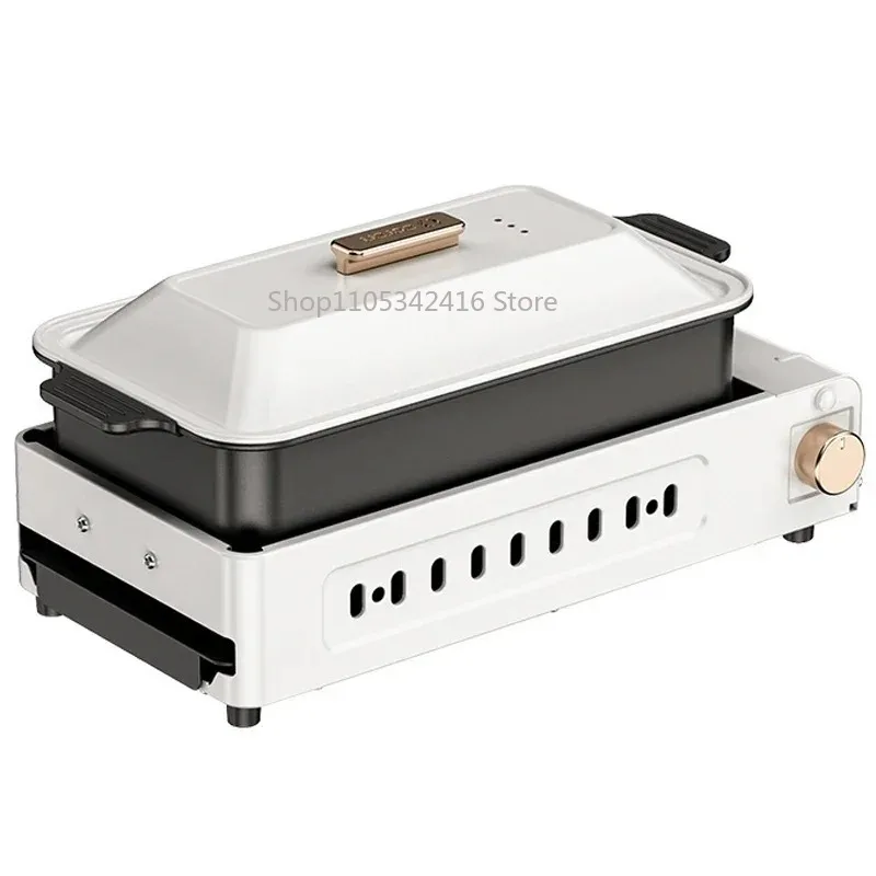 2200W Multifunction 3-in-1 Grill Pan, Household Smokeless Electric BBQ Machine with Separable Hot Pot for HomeCookingandBarbecue