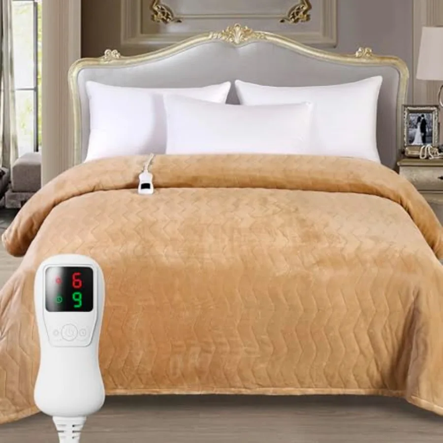 

Электрическое одеяло с подогревом, полноразмерное, супермягкое, уютное, улучшенное фланнелевое одеяло с 9 уровнями нагрева и функцией автоматического отключения через 1-9 часов