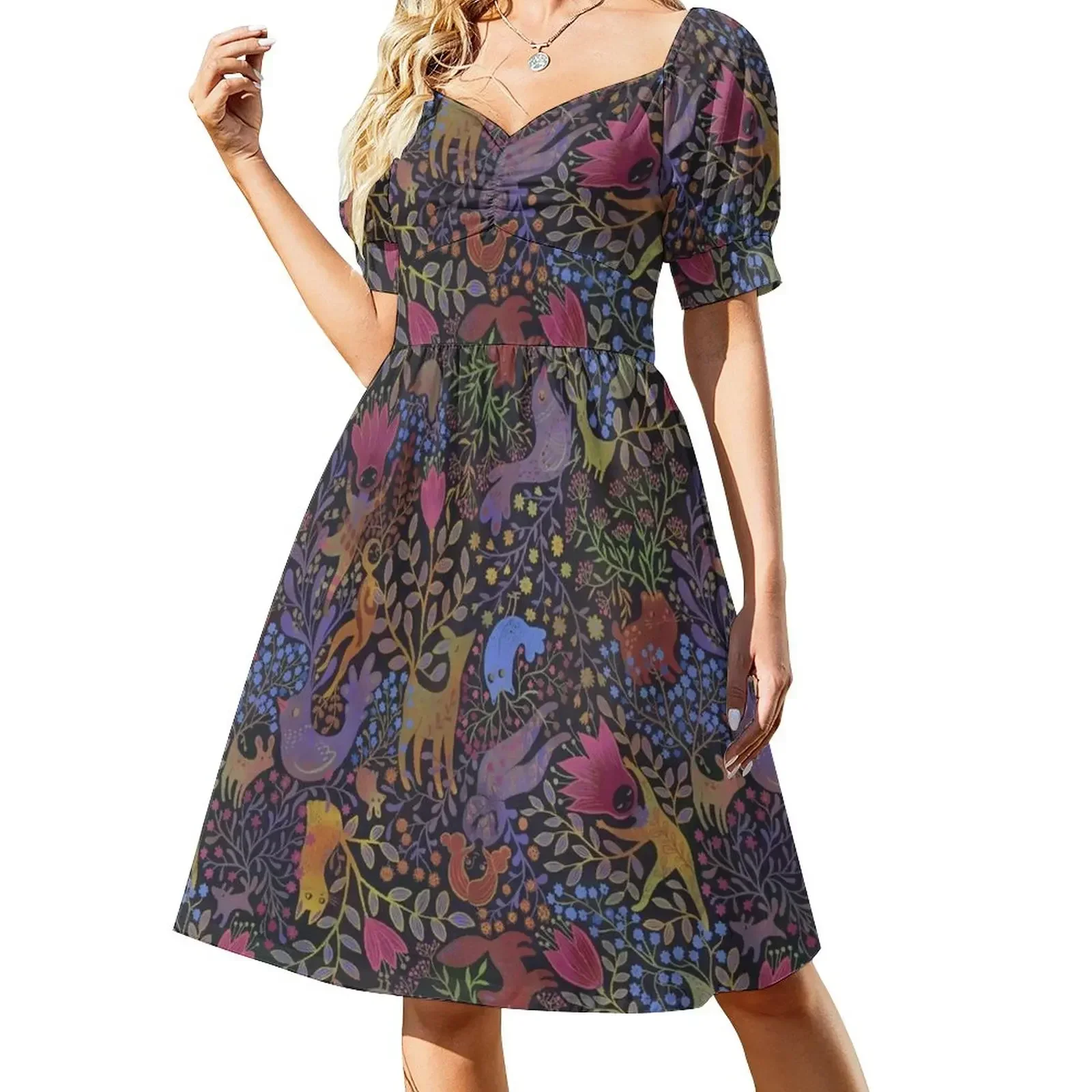 

Jewel tone design in dark background Short-Sleeved Dress dress women summer 2025 dress for women summer luxury