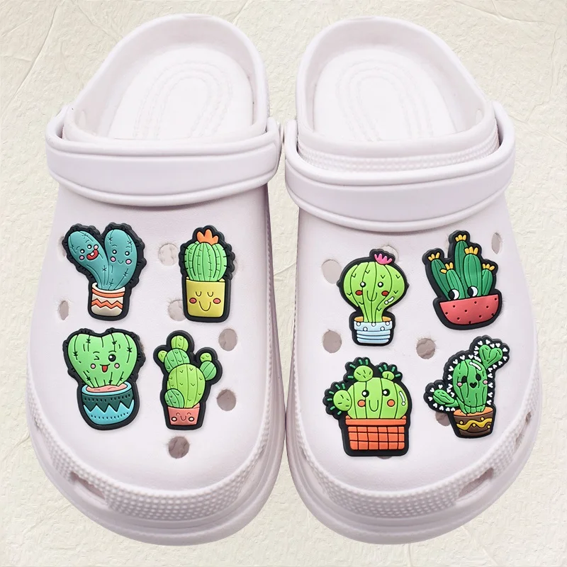 

wholesale New Arrivals Cute Cactus Shoe Charms for Shoe Sandals Decorations Pins Kids Women Favor Gift