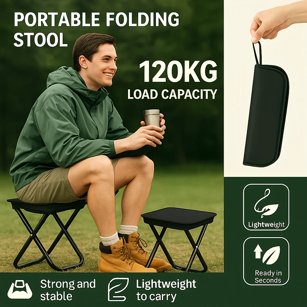 Sommerabende eifordern einen Outdoor-Spaß auf den Wegen heraus! Nutzbar als kompakter Klapphocker für Familien-Camping, Gartenpartys, Wanderungen und Angelausflüge. – Detail 4