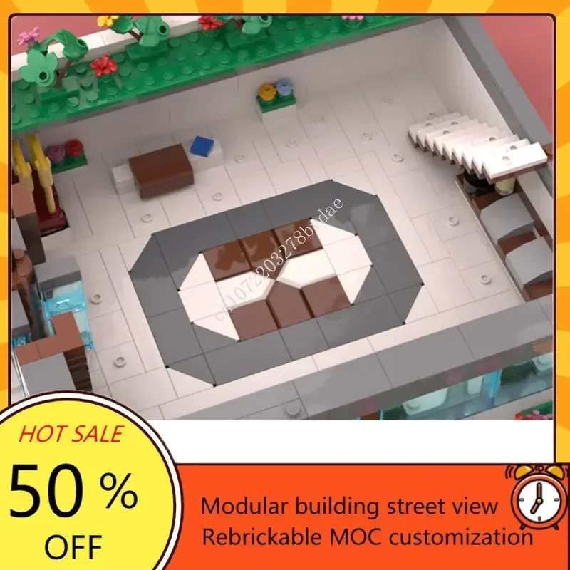 Sonnenschein Hotel modulare Moc kreative Straßen ansicht Modell Bausteine Architektur DIY Bildung Montage Modell Spielzeug Geschenke