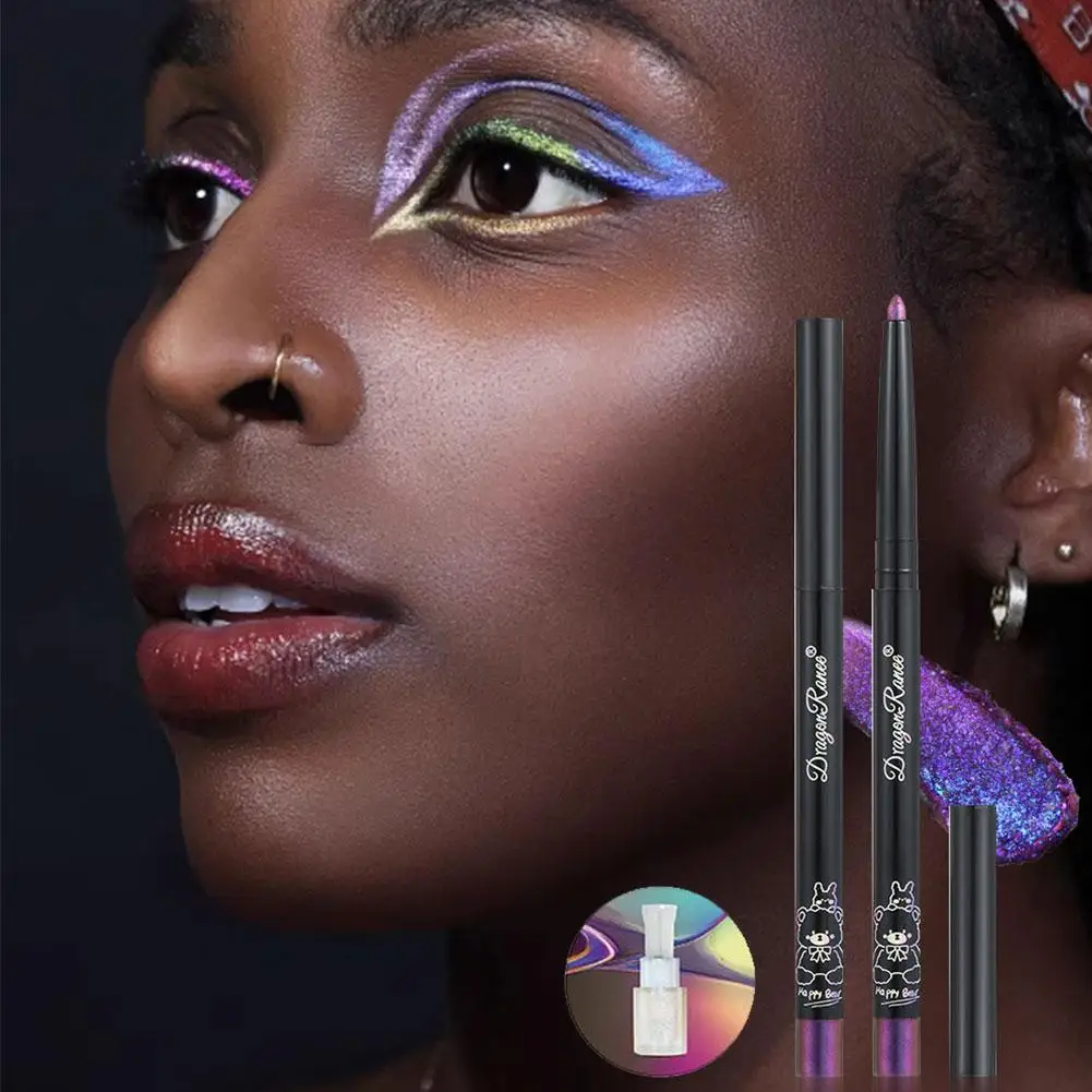 قلم تحديد العيون 3 في 1 عصا مكياج العيون قلم تحديد العيون وظلال العيون قلم تحديد العيون قلم إبداعي متعدد الكروم مكياج لامع