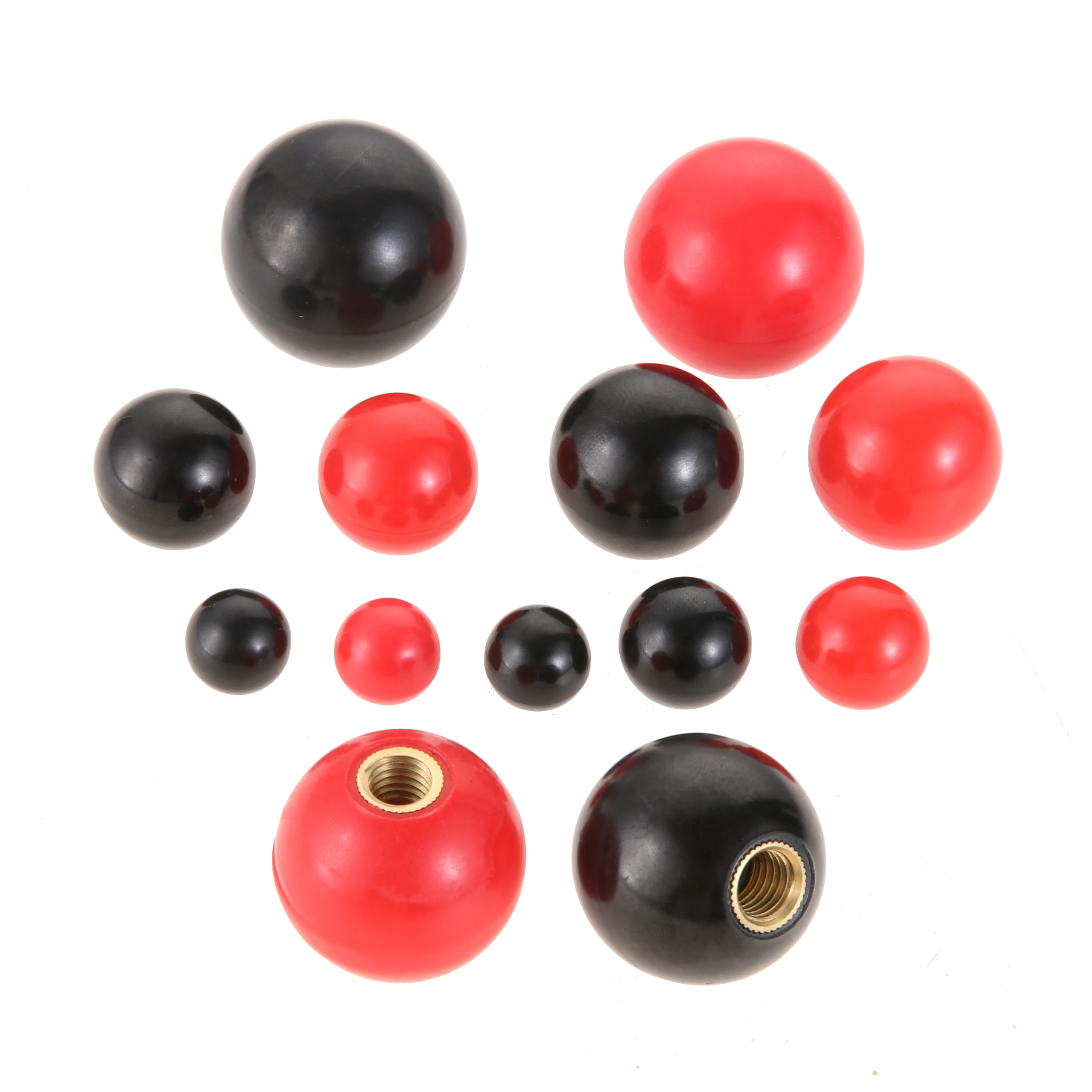 2pcs Thread Bakelite Ball Knob M4/M5/M6/M8/10/M12 Clamping Nuts Copper Core Handle Plastic Red/Black Equipment Valve Control