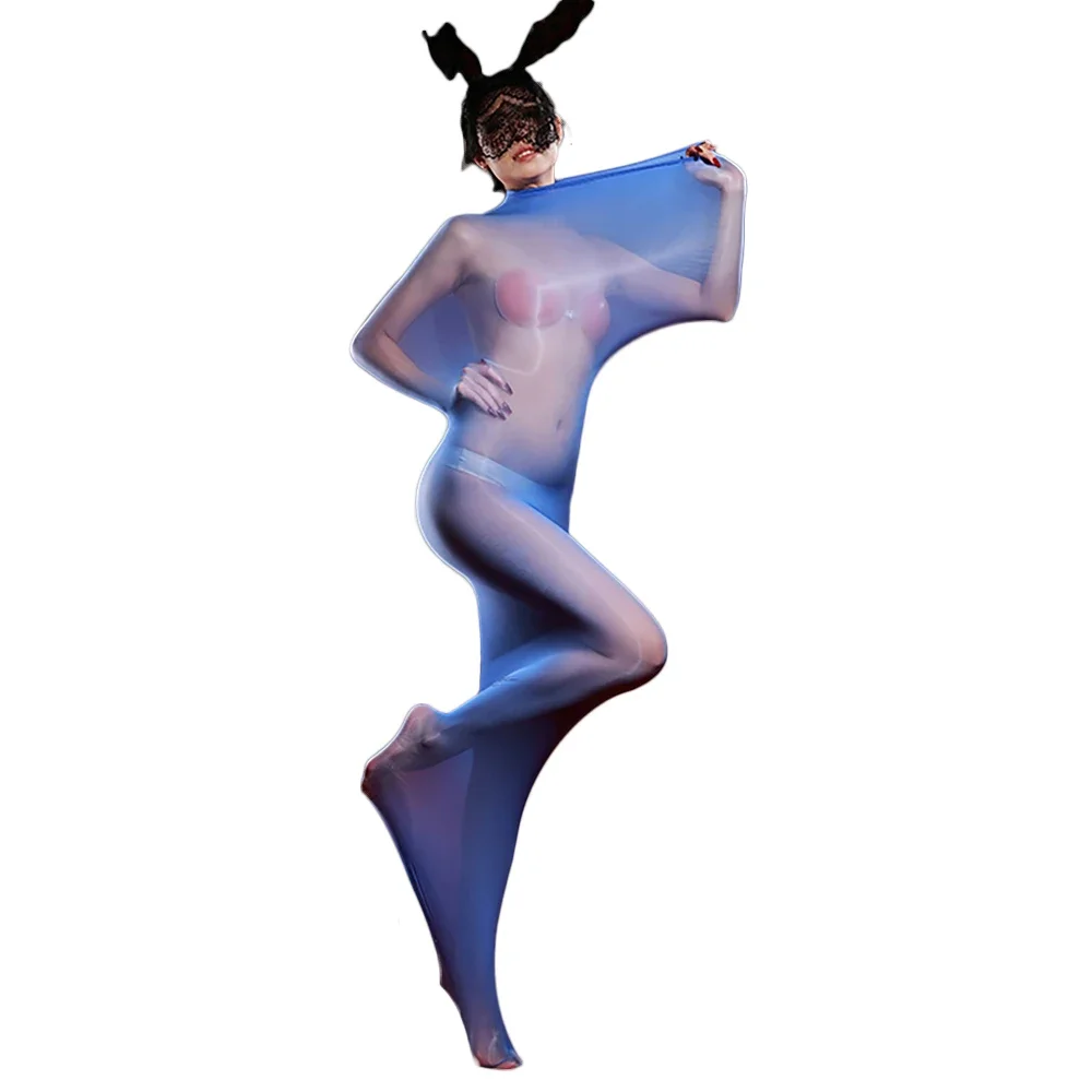 بدلة نسائية عالية المرونة مثيرة شفافة من خلال رومبير نيسيي ملابس نوم من الساتان اللامع ملابس نوم غريبة جوارب نسائية غريبة Unitard