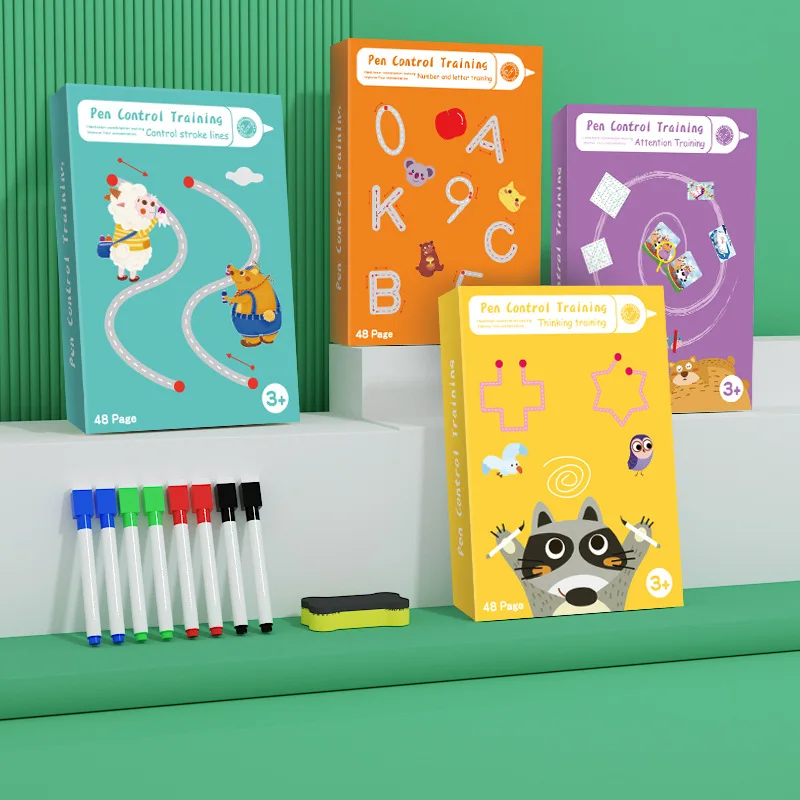 48 Page/Book Tracing Workbook Montessori Books Child Pen Control Training Early Exercise Book Reusable Calligraphy Copybook