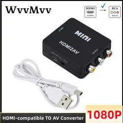 HDMI-compatible to RCA Converter AV/CVBS L/R Audio Video Set Top Box Up Scaler 1080P MINI HD2AV Support NTSC PAL Output HD To AV