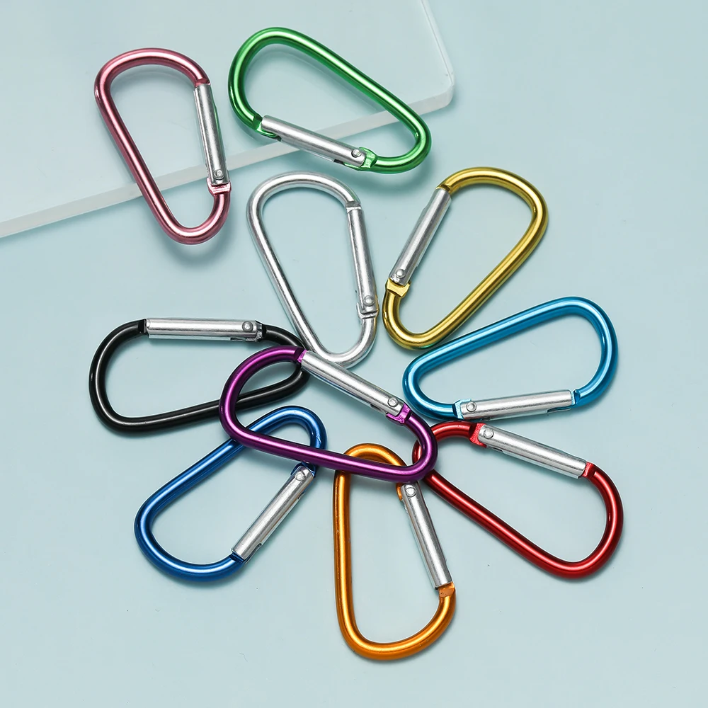 4pcs/Lots Aluminum Keychains Multicolor 2 Styles Buckle Bag Hanging Findings for Keychains Jewelry Making Accessories