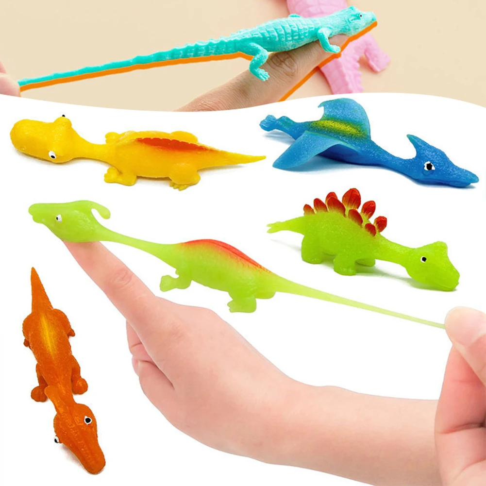 Lovely Slingshoting Animal/Dinosaur Finger Toys Portable Soft Stretchy Baubles Toys Kids Party Favor Toys