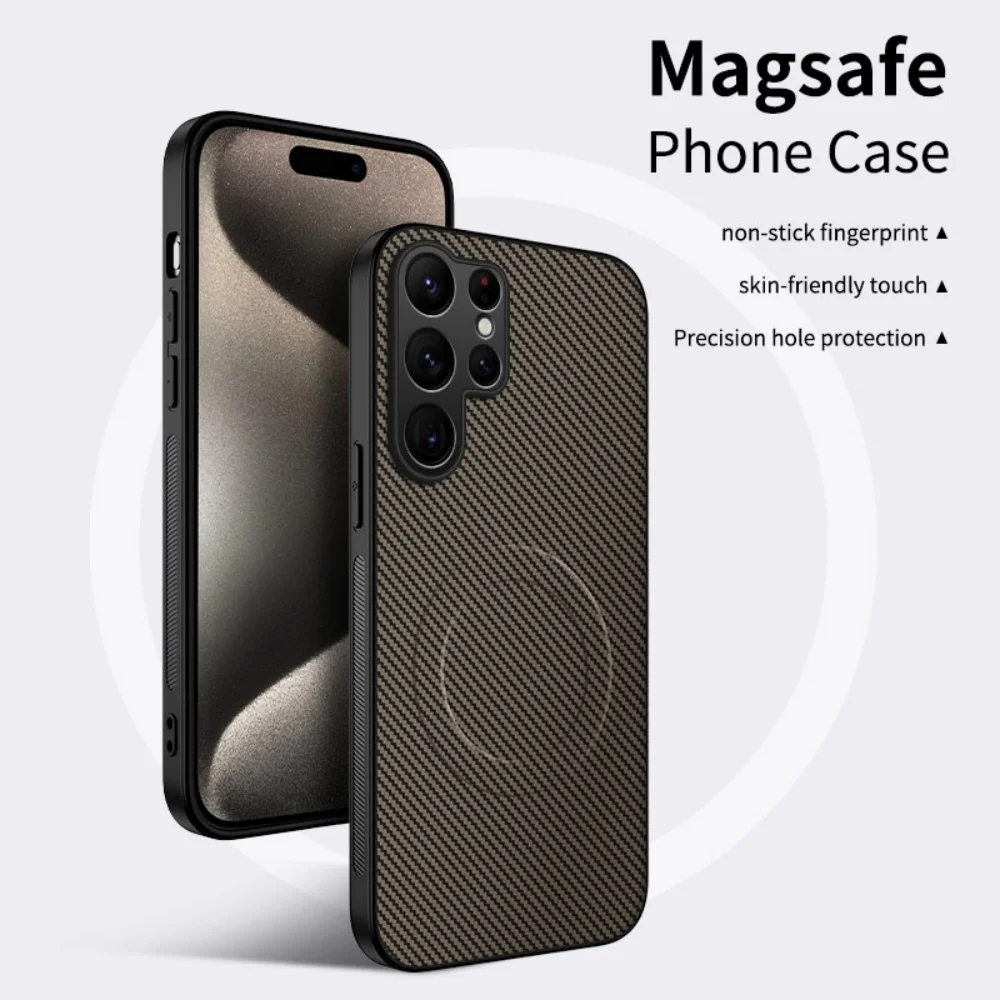 Luxus Matte Carbon Faser Magnetische Für Magsafe Rüstung Telefon Fall Samsung S26 Ultra S25 S24 FE S23 S22 Plus S21 S20 FE A56 A36 A26 – Detail 11