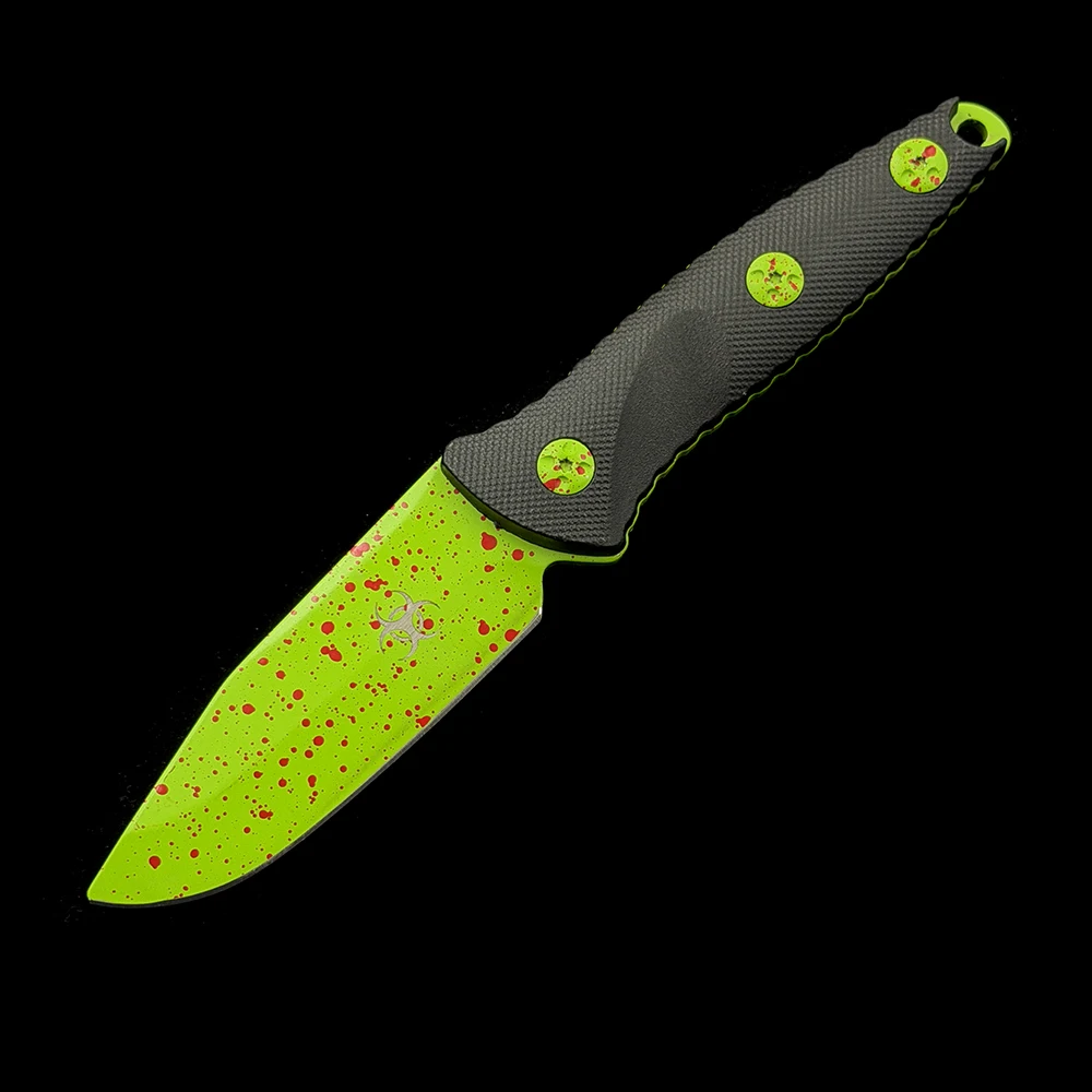 Micro Socom zombie Green Blade Fixed Straight Knife