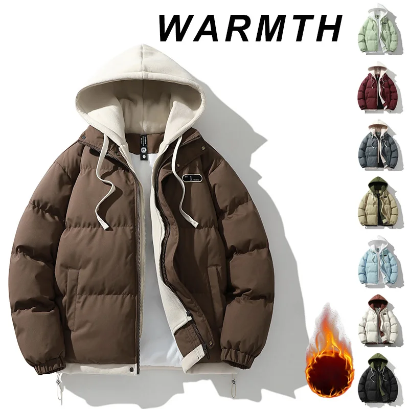 

Новое утолщенное искусственное двухсекционное хлопковое пальто, осеннее и зимнее модное универсальное повседневное хлопковое пальто для пар