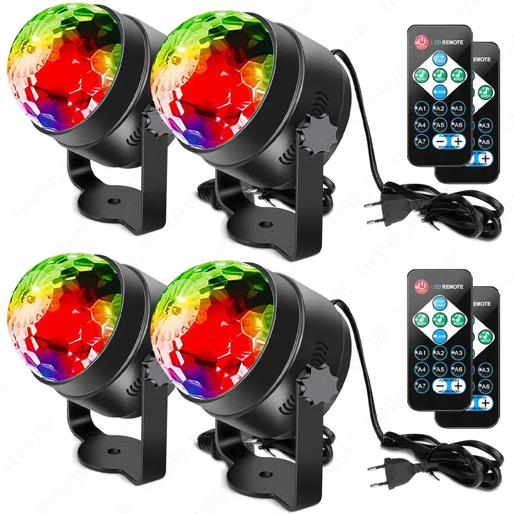 1-4Pcs Aalternating Fashing Light Stage Lamp with Remote Control EU Disco Ball Lamps for Home Room Parties Birthday Wedding Bar