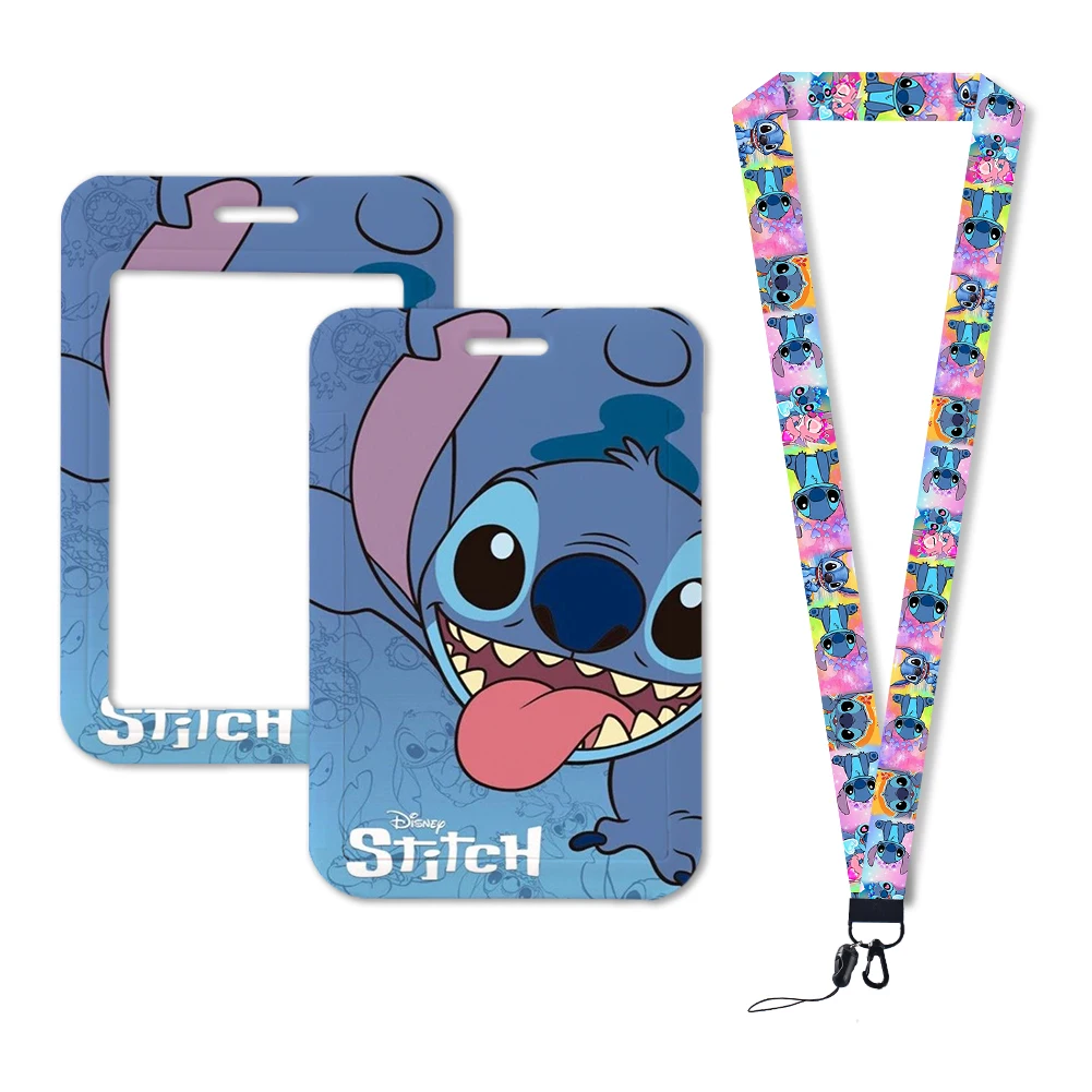 Disney Stitch Lilo Badge Holder Id Credit Card Pass Hang Rope Lanyard For Students Kids Keys Accessories Gifts Lanyards Keychain