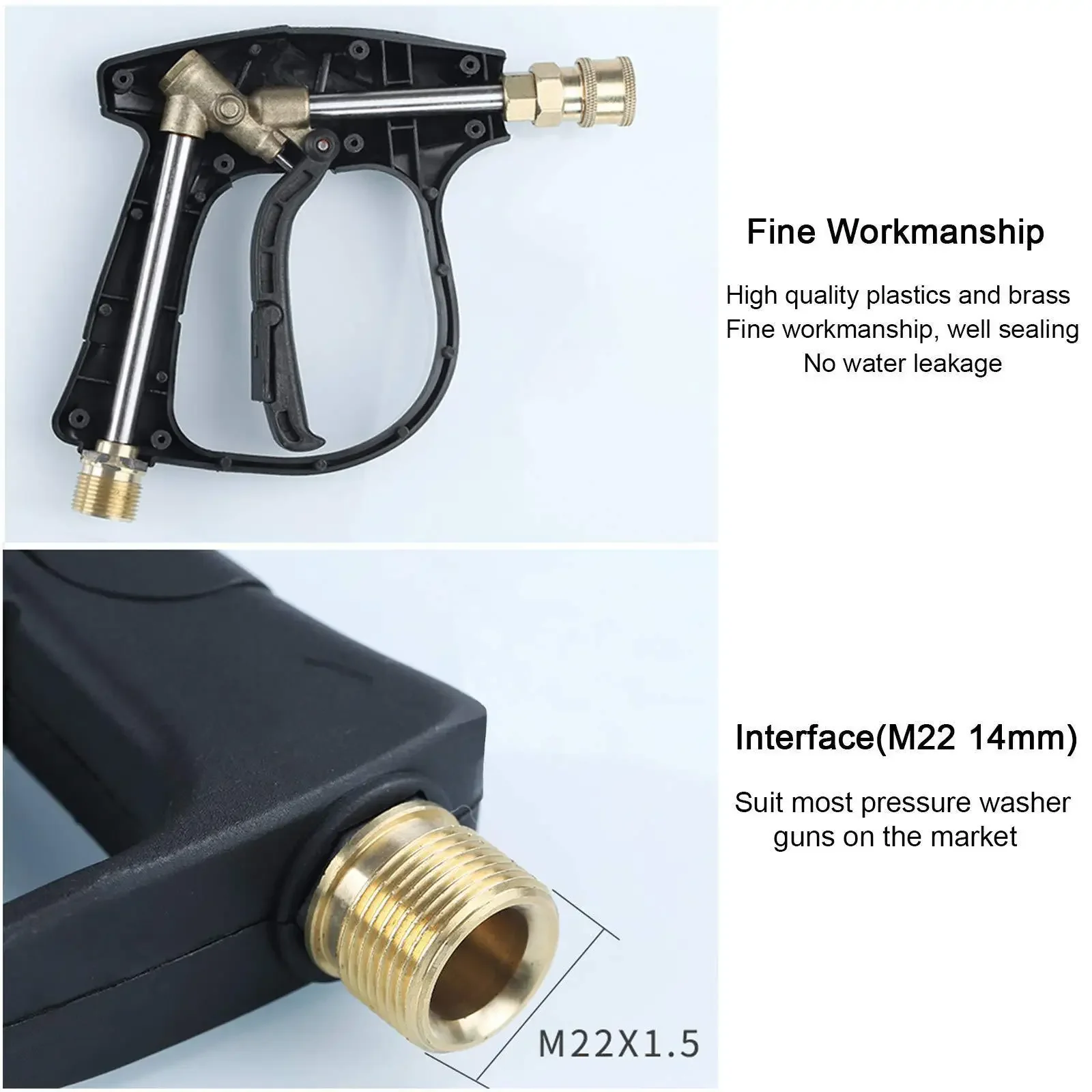 Pistola de lavado de alta presión, boquilla de pulverización de agua M22-14 totalmente de cobre, accesorio de lavadora eléctrica de alta resistencia para limpieza de coche, hogar y jardín