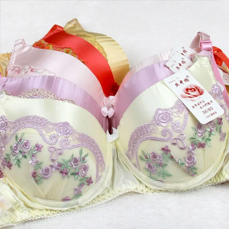 fashion underwear Silk beautiful lace bra 100% mulberry silk double-sided silk care bra plus size bra  lingerie