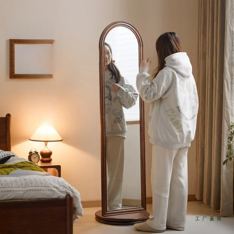 North American walnut solid wood rotating full-length mirror household full-length mirror cosmetic mirror