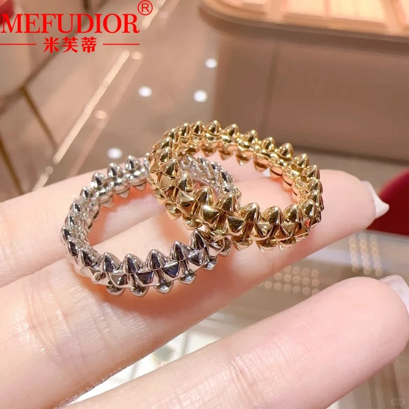 925 Sterling Silver Luxury Woman Rivet Rings White/Yellow Gold Colour Engagement Wedding Band Hight Quality Couples Jewelry Gift