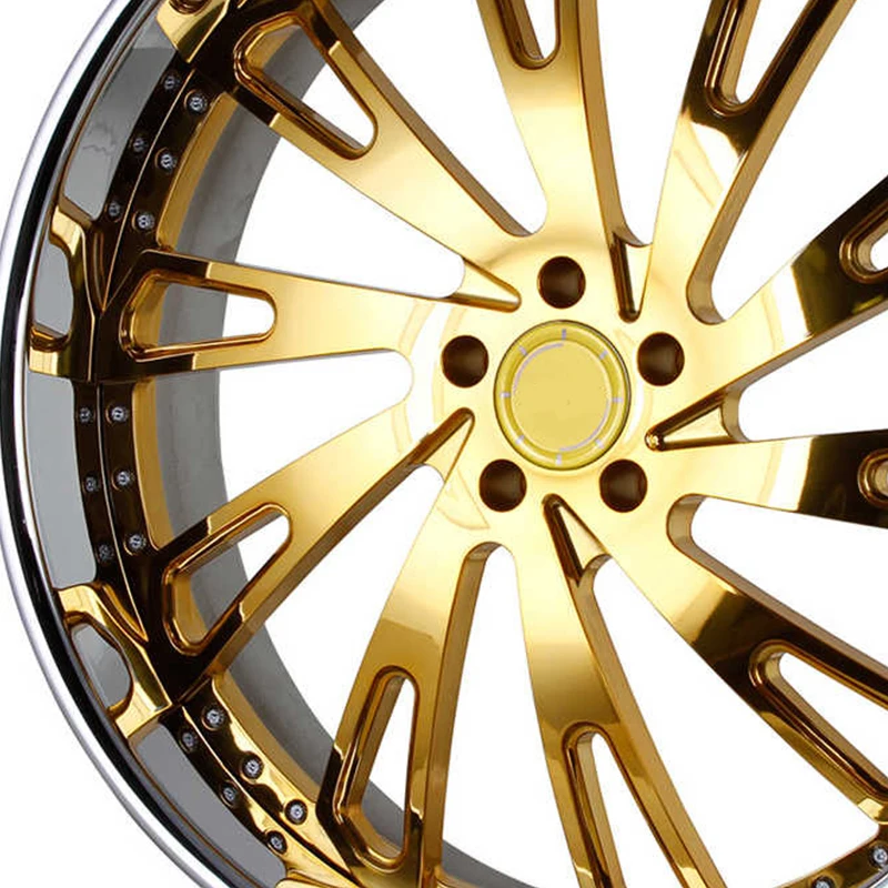 for 2-piece Customized Luxury Gold Forged Car Wheels 18 19 20 21 22 23 24 26 Inch Chrome Lip Multi Spokes Wheels For Chevrolet