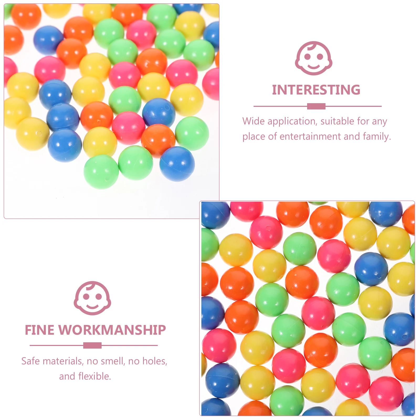 

100Pcs Colored Plastic Balls 15Cm Size 5 Colors Smooth Surface Counting Early Learning Balls for Kids Activities