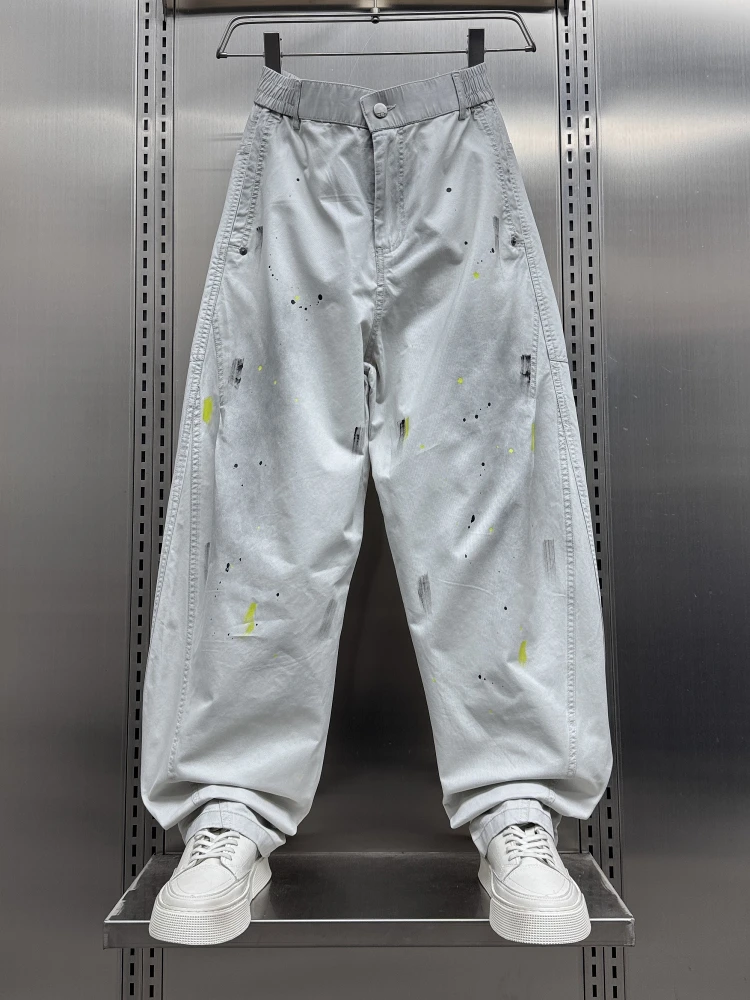

Spring Summer 2025 Men's fiti Print Straight Leg Pants Casual Wide Leg Knife Long Pants Anti-Wrinkle Thin Youth Faion