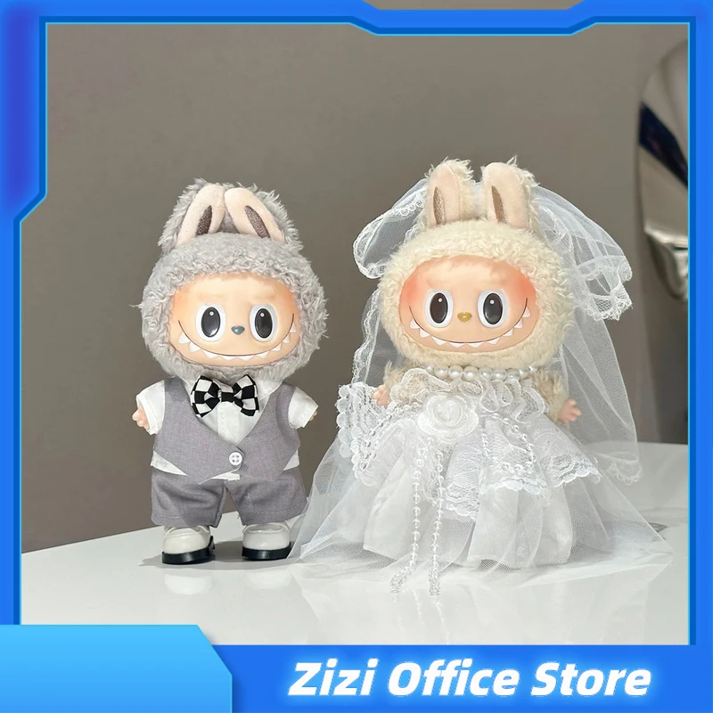 

17cm Labubu V1 V3 Pendant For/Slot Doll Grey Suit White Wedding Dress Replacement Doll Clothing Accessories