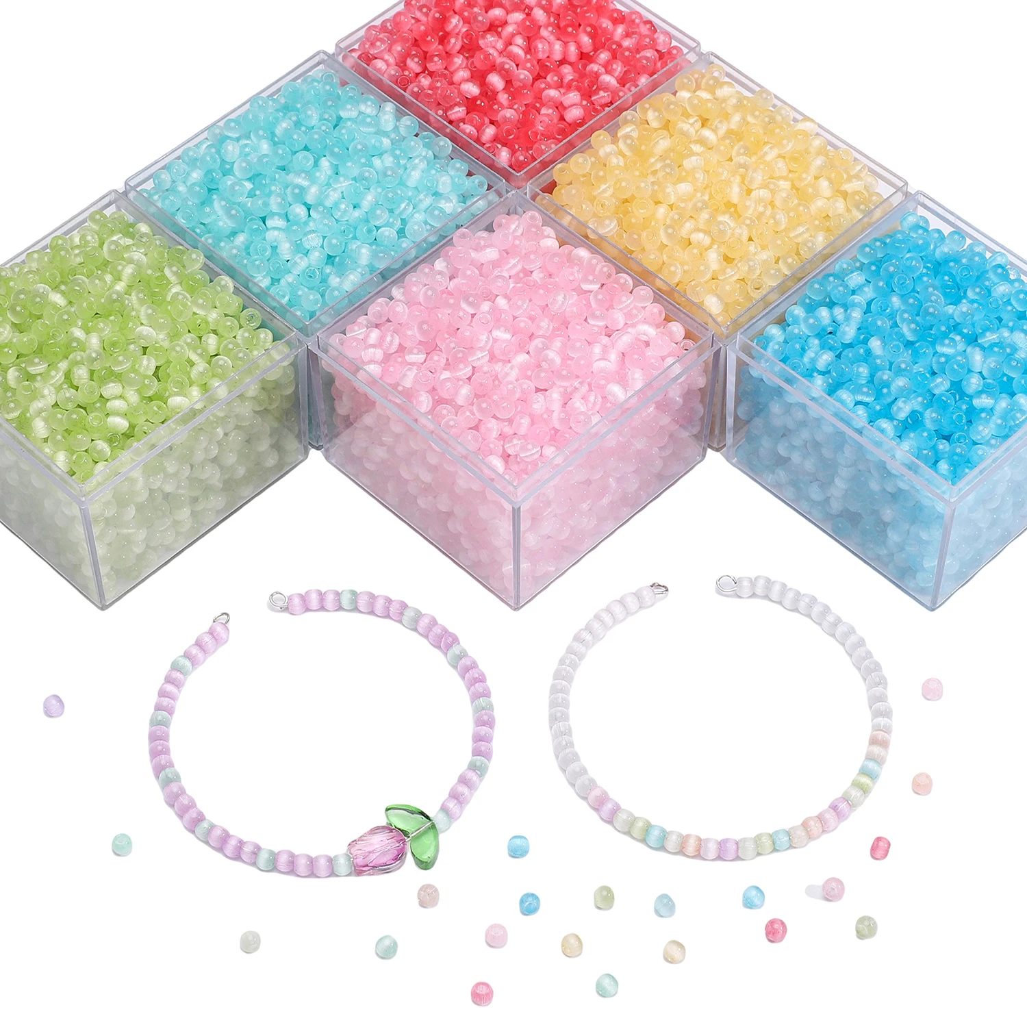 New 10g 150pcs 4mm Glass Seed Beads Superior Cat's Eye Beads 1mm Hole For Jewelry Making DIY Bracelet Necklace Craft Color Bead