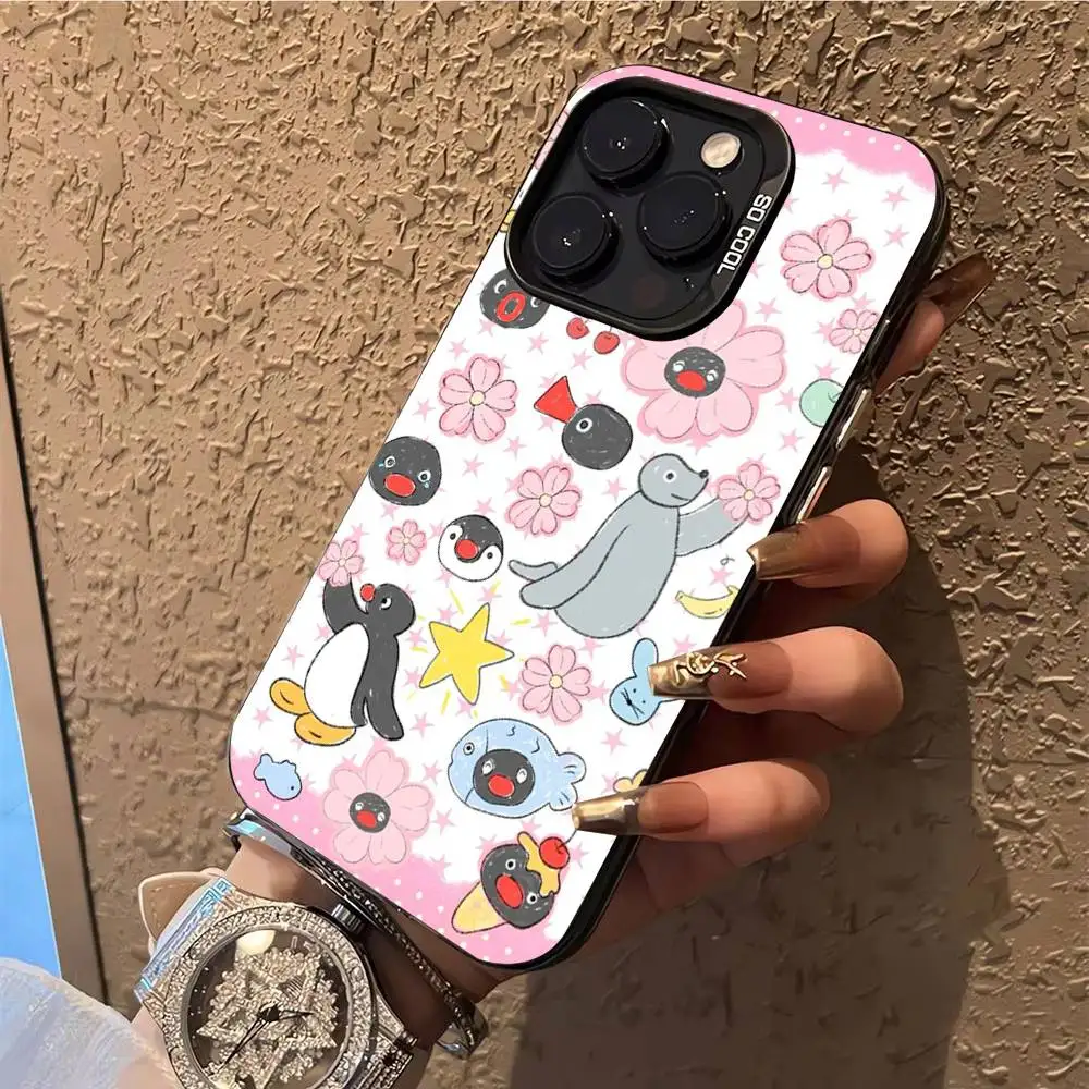Capa de telefone Happy P-Pingu Penguin para iPhone 17,16,15,14,13,12,X,8,Pro,Max,Plus,E,SE4,Air,Mini IMD preto fosco