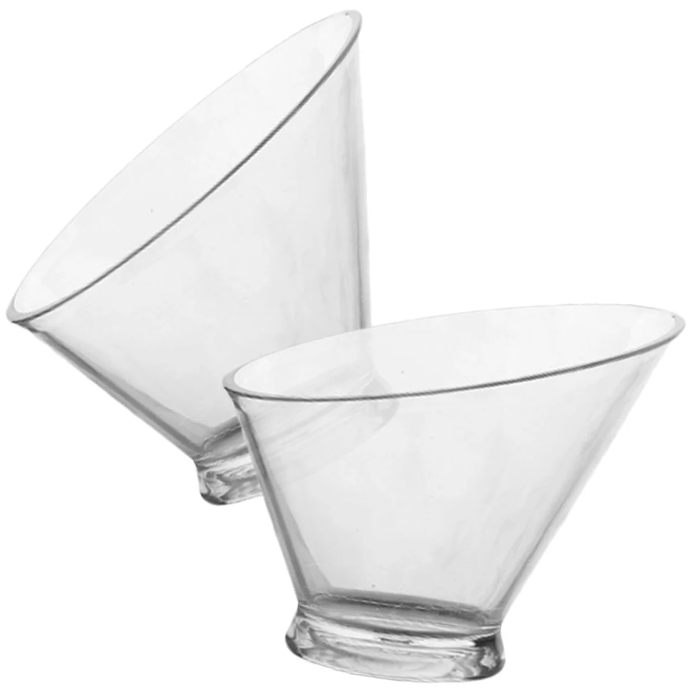 

2 Pcs Portable Ice Cream Bowl Snack Bowls Dessert Serveware Clear for Salad Plastic Reusable