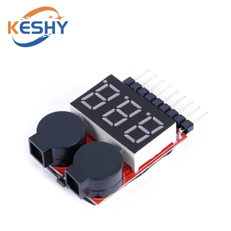 Nowy 1-8S Lipo Li-ion Fe Napięcie akumulatora 2w1 Tester wskaźnika Niskonapięciowy alarm dźwiękowy do samochodu RC Łódź LED 3.7-30V Podwójny głośnik — zdjęcie produktu 4
