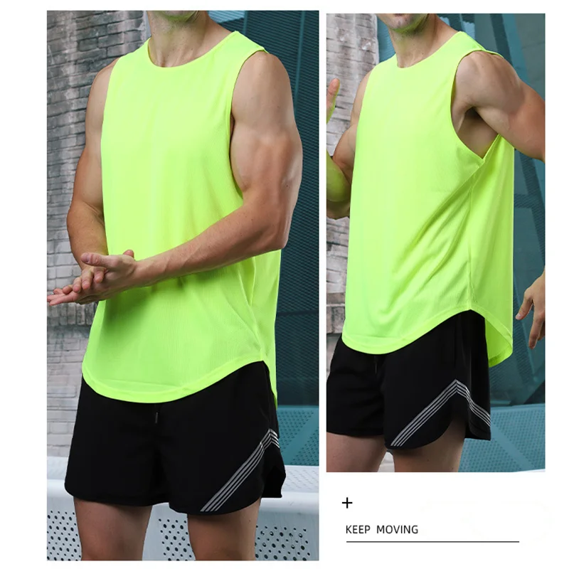 2024 Summer Marathon gilet senza maniche da uomo ad asciugatura rapida Running training basket gilet fitness elastico allentato M-XXXL