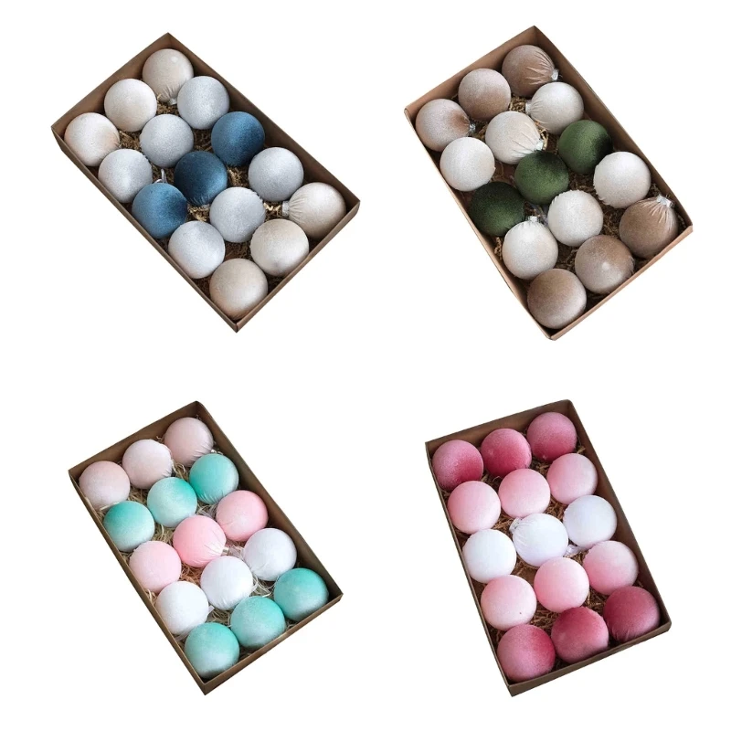 

15Pcs Velvets Plush Christmas Baubles Tree Ornaments for Holiday Home Decoration