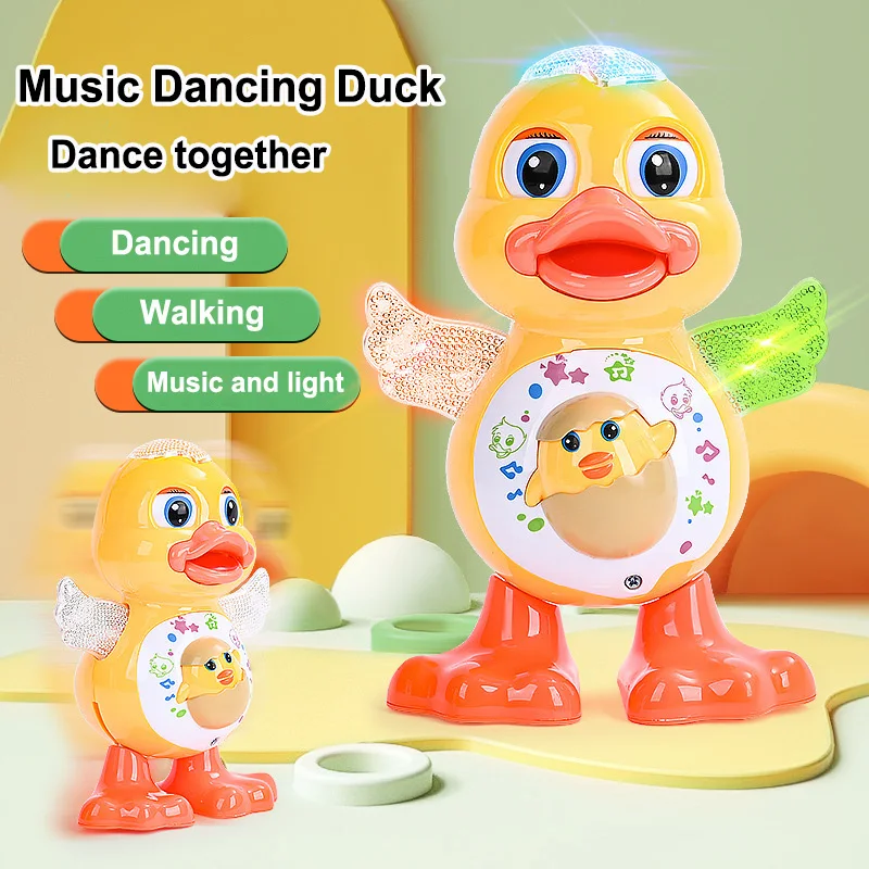 Electric Music Light Dancing Duck with Cute Blinking and Shaking Head Educational Electronic Pet for Children's Birthday Gift