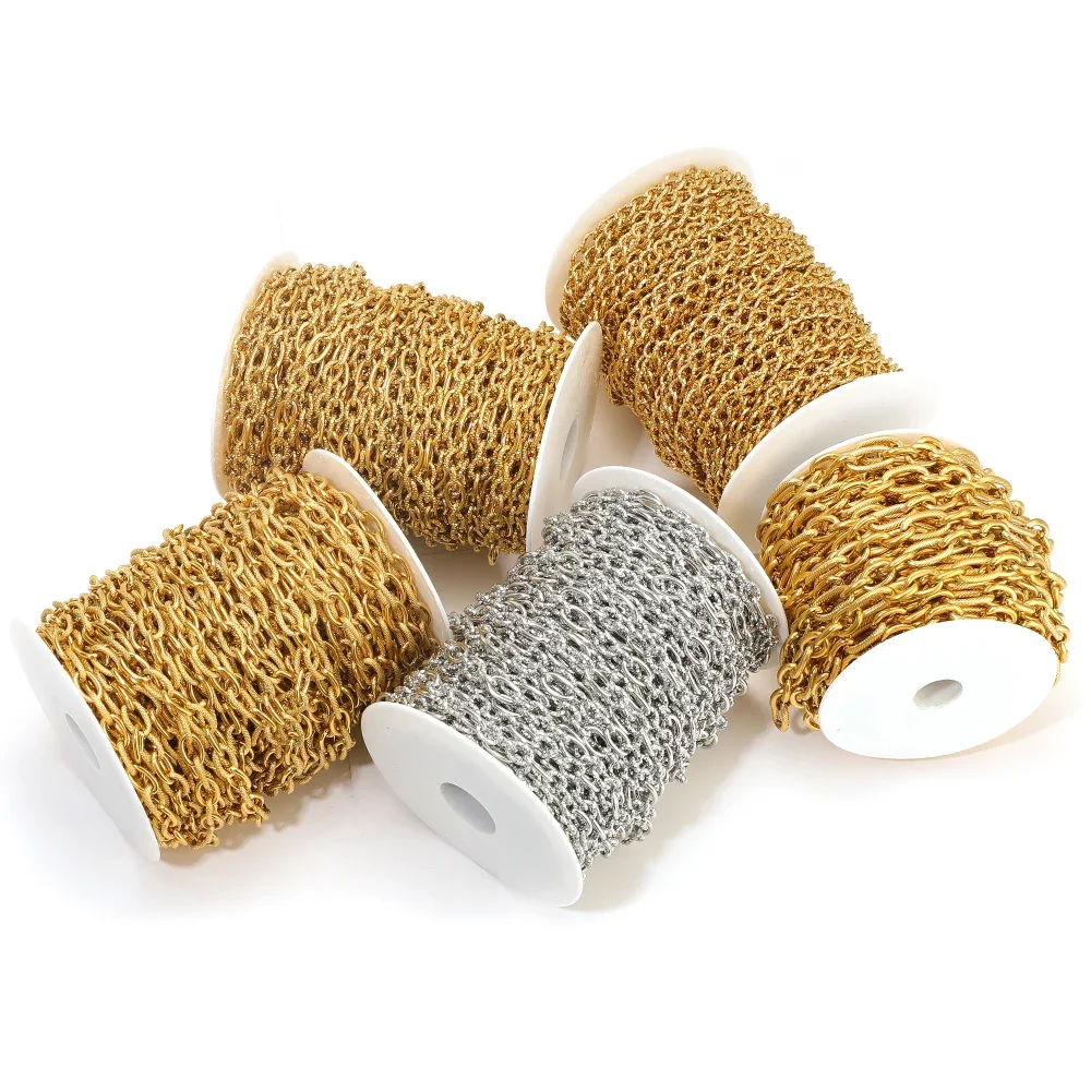 1 متر الفولاذ المقاوم للصدأ الذهب 3:1 O ربط رولو كابل سلاسل مكتنزة DIY بها بنفسك صنع المجوهرات أساور لوازم قلادة النتائج #6