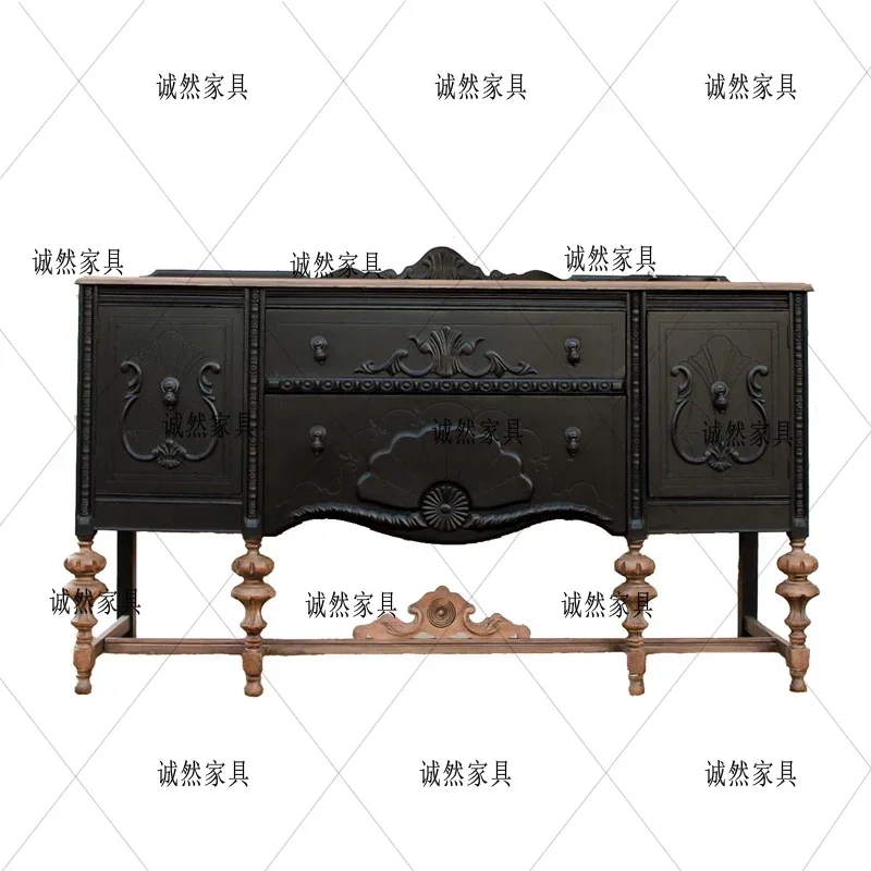 r8.12-solid wood entrance entrance hall entrance rack living room decoration storage carving