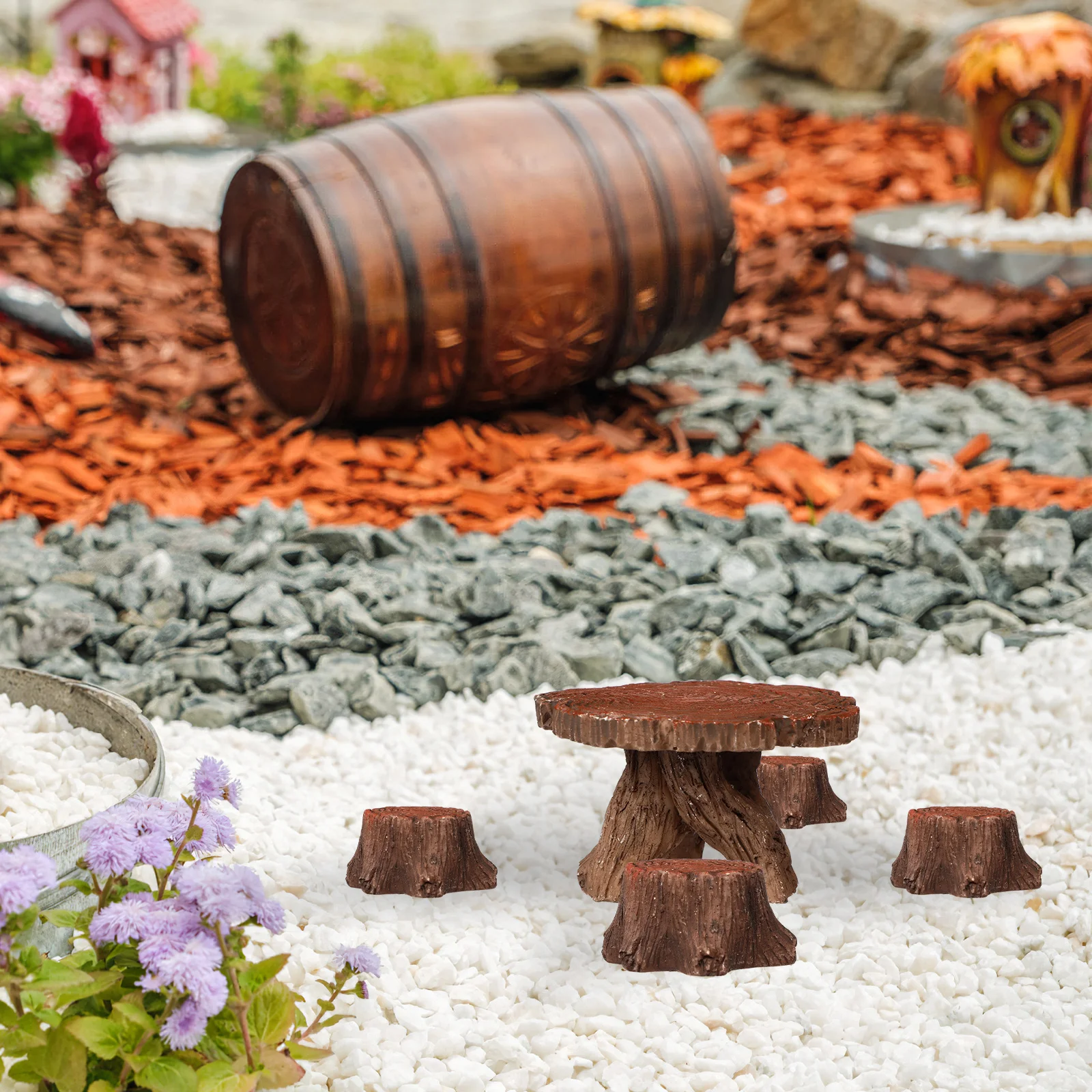 

1 set 1 Set Mini Resin Table Chair Adornments Small Furniture For Home Office Room Decor Fairy Garden Landscape Craft