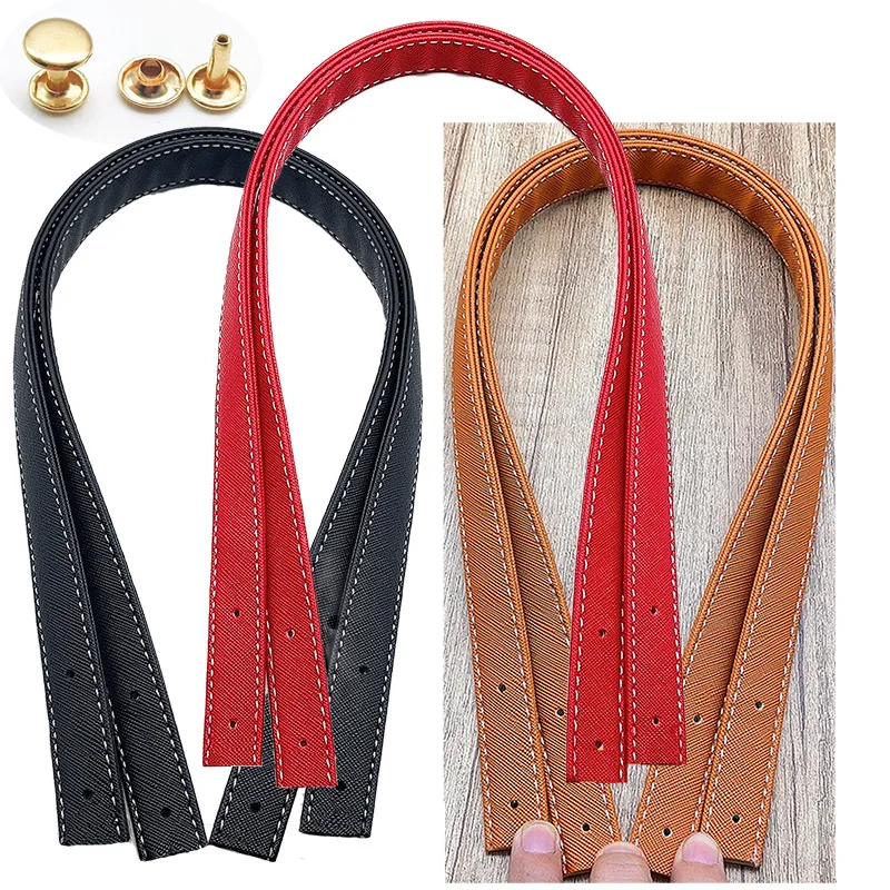 2Pcs Bag Belt Detachable PU Leather Handle Lady Shoulder Bag DIY Replacement Accessories Handbag Band Handle Strap Band