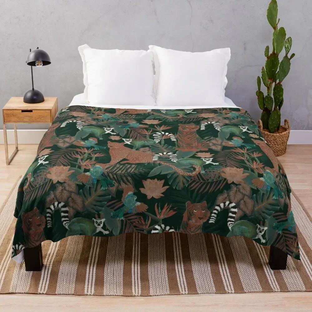 

Jungle Night Throw Blanket Faux Fur Soft Warm Blanket for Bed