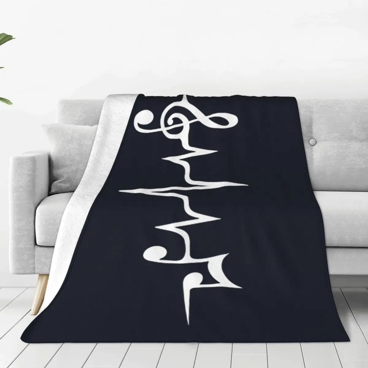 Music Pulse, Notes, Clef, Frequency, Wave, Sound, Dance Blanket Soft Warm Flannel Throw Blanket Cover for Bed  Travel Home Sofa