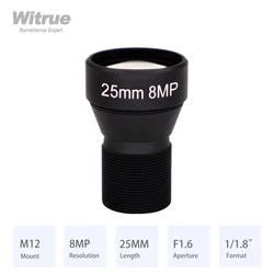 Объектив Witrue HD 4K 8MP CCTV 25 мм M12 Mount Low Distortion Aperture F1.6 формат 1/1.8 