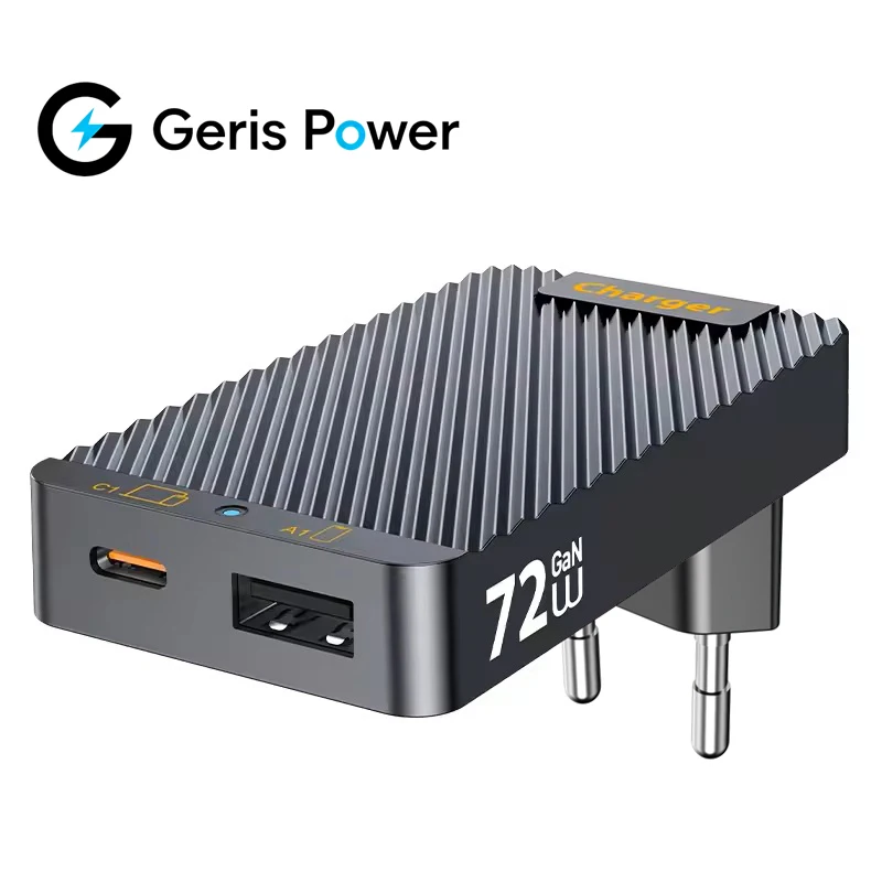 65W 72W GaN Charger PD3.0 PPS QC4.0 USB C Ultra Thin Portable Travel Fast Charger for iPhone 16 15 14 Pro Max for MacBook Laptop