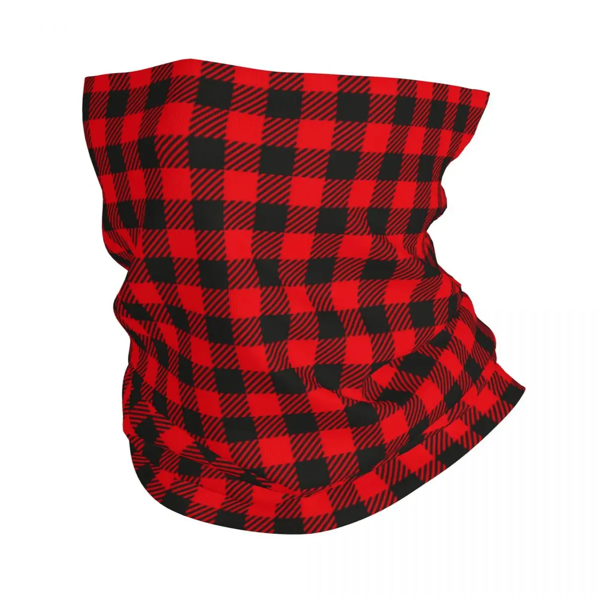 Diadema a cuadros rojos y negros para invierno, calentador de cuello, senderismo, ciclismo, tubo, bufanda geométrica, Gingham, cara, Bandana, polaina