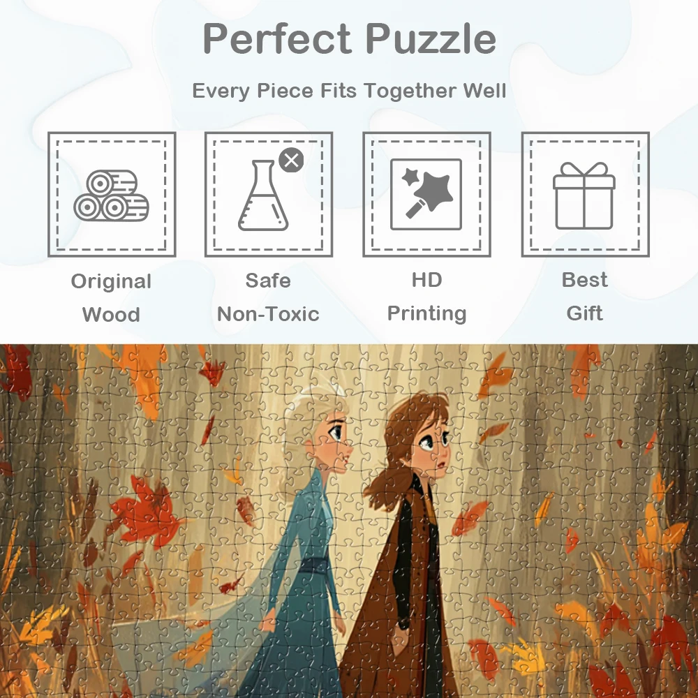 Elsa en Anna Disney Legpuzzels Herfstbos Warme Bladeren Spellen en Puzzels Disney Cartoon Grote Volwassen Legpuzzel voor Kinderen Volwassen