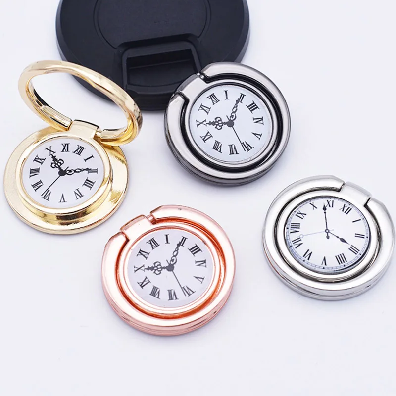 Clock Mobile Phone Ring Holder Full Metal Mobile Phone Ring Buckle Clock Ring Buckle 360-degree Rotating Universal Bracket