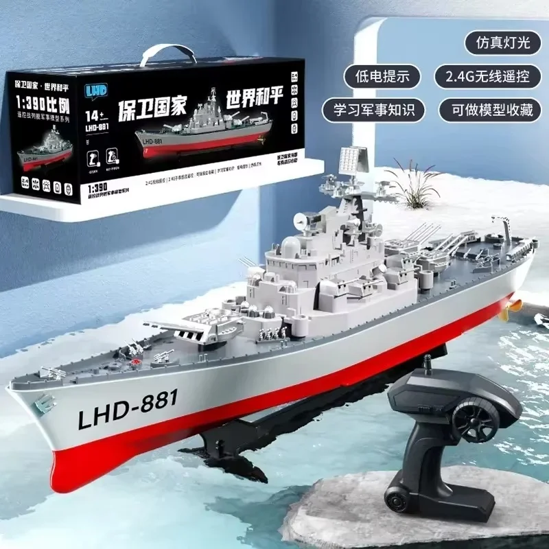 Rc Battleship Warship Boats Large Ship 23.6inch Scale Electric Remote Control Simulation Battle Military Game Water Toy Boy Gift