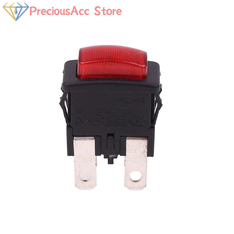 Red 4Pin 16A Push Button Rocker Switch PS21-16 Self Lock On Off Lighted For Heater Vacuum Cleaner Steamer Control Panel