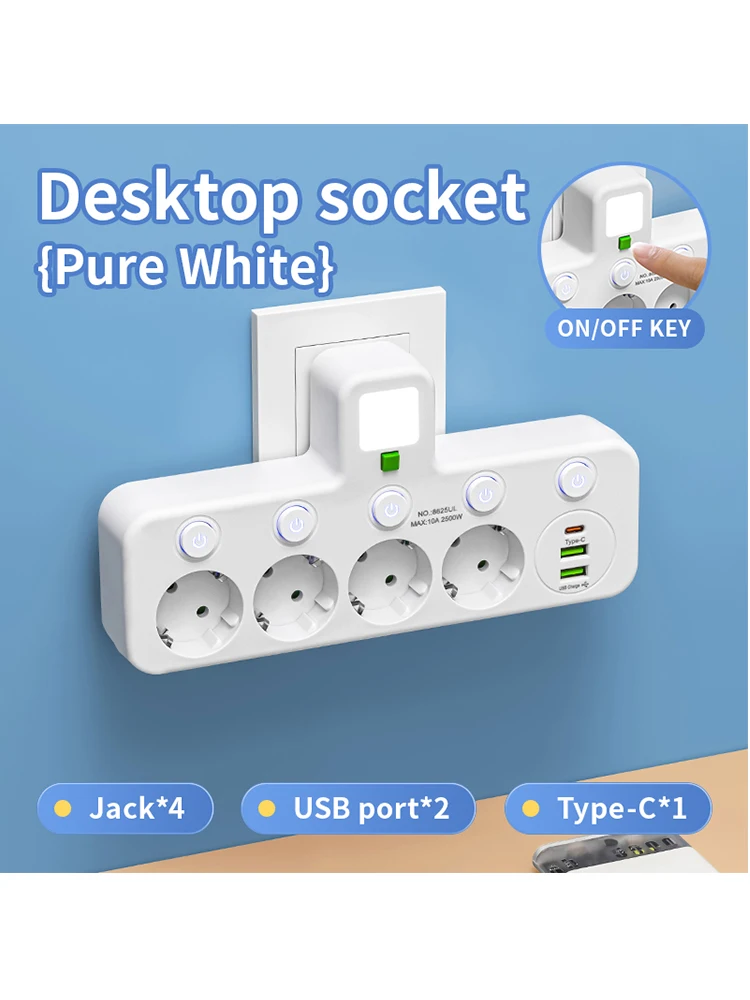 Prise ue 4 prises prise électrique sans rallonge avec Ports USB type-c deux spécifications