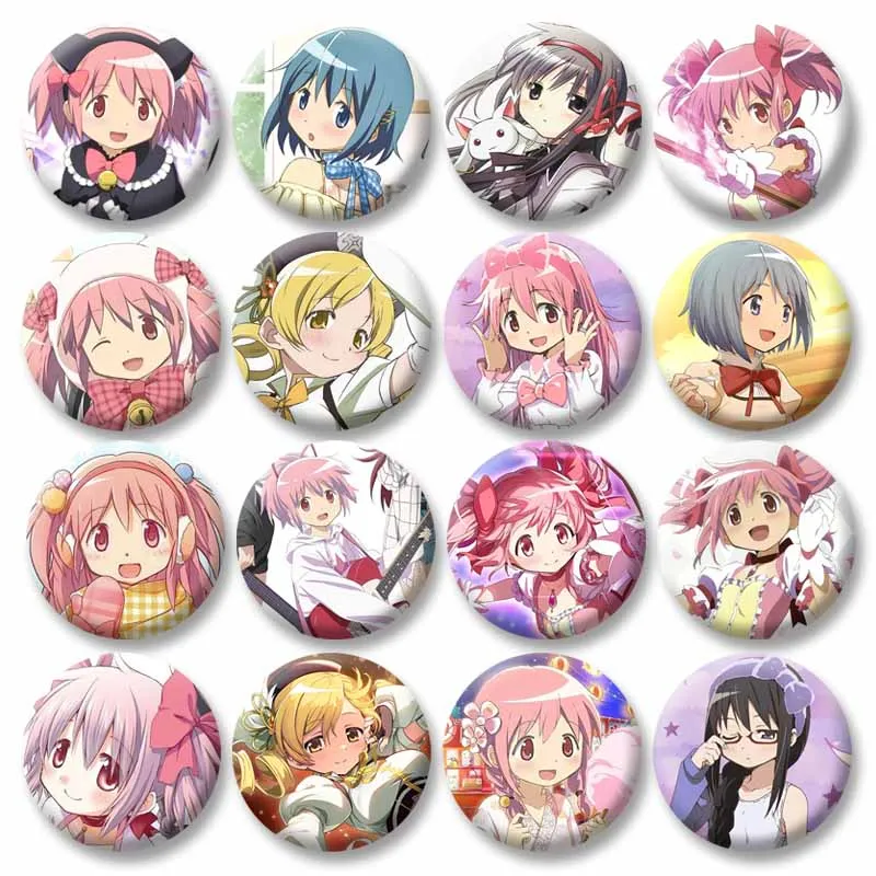 Puella Magi Madoka Magica Brooches Anime Figure Madoka Kaname Homura Akemi Cosplay Badge DIY Backpack Clothes Button Pins Gifts